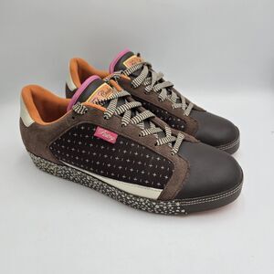 Fab Cookie Pastry Women’s Shoes 8.5 Brown Pink Suede Leather Sneakers Retro Y2K